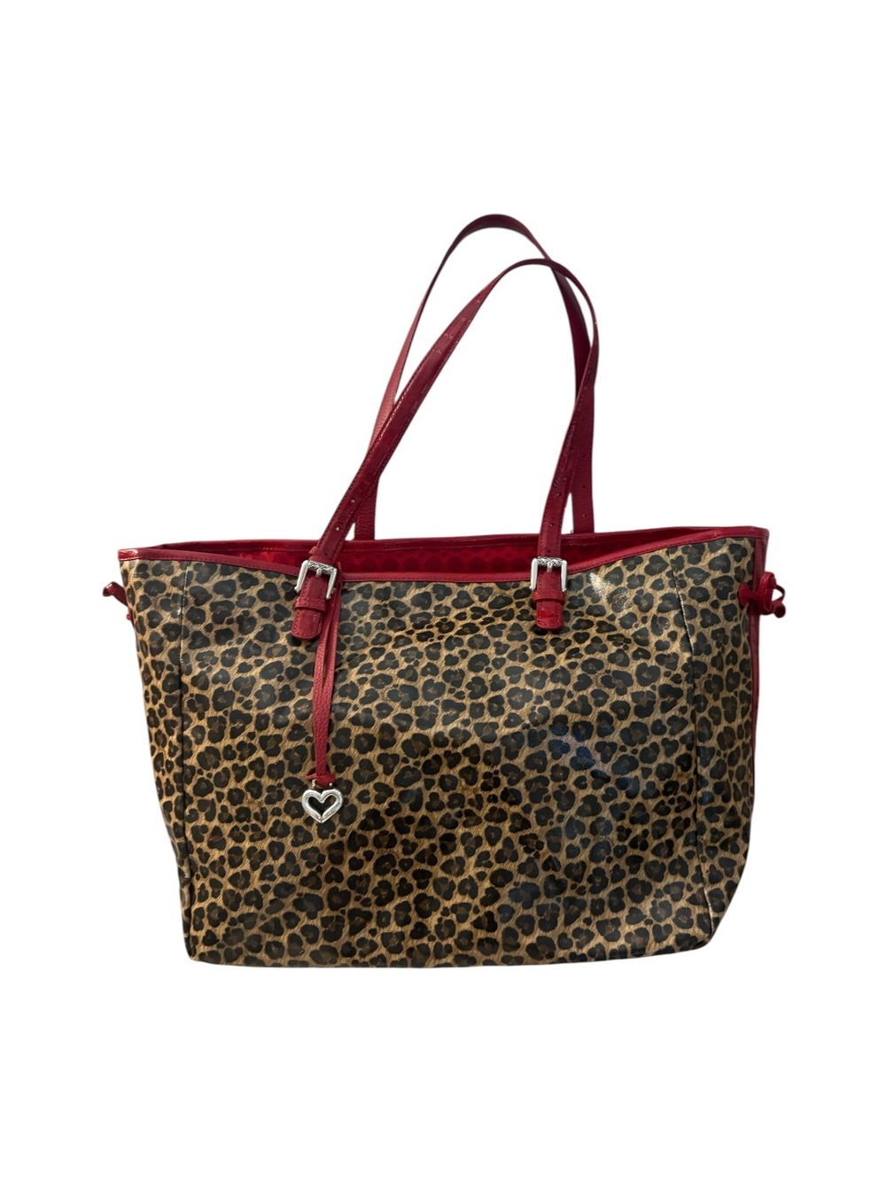 Brighton Leopard Print Tote with Red Trim